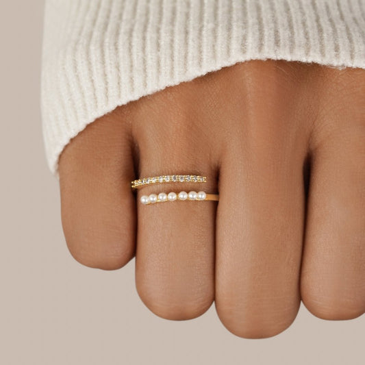 Pearl and Crystal Wrap Ring