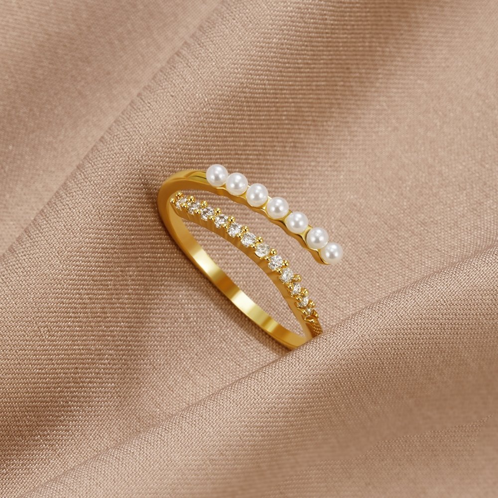 Pearl and Crystal Wrap Ring