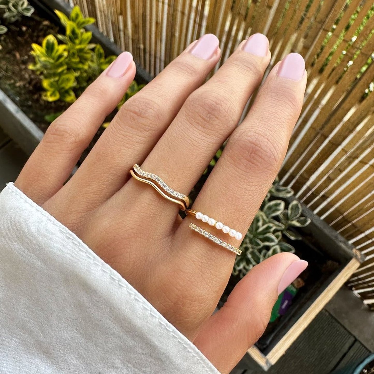 Pearl and Crystal Wrap Ring
